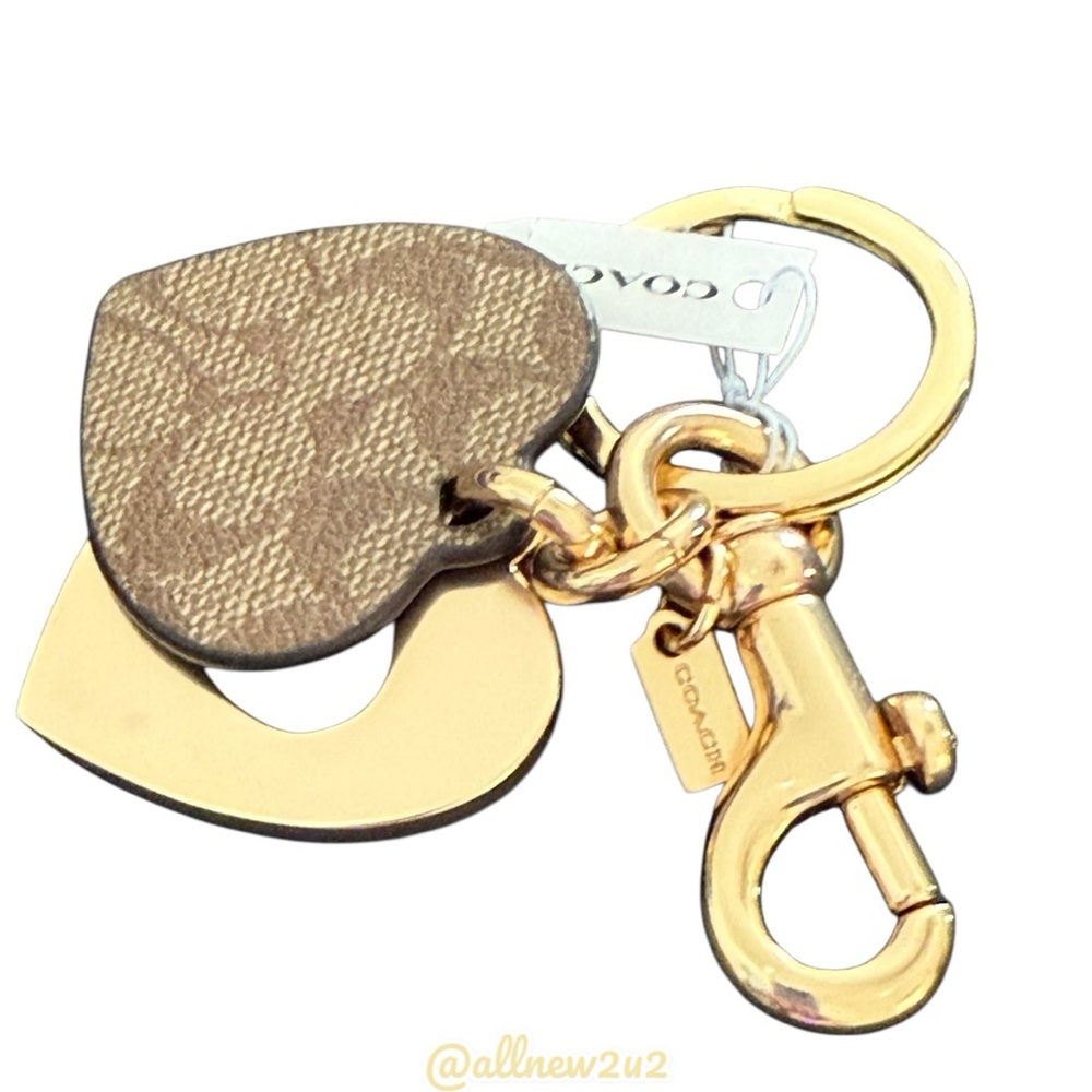 Coach Classic Monogram Heart Keychain Bag Charm - Picture 8 of 14